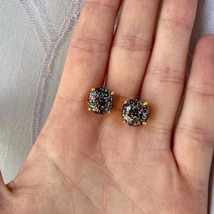 Kate Spade Black Glitter Gumdrop Earrings NWOT